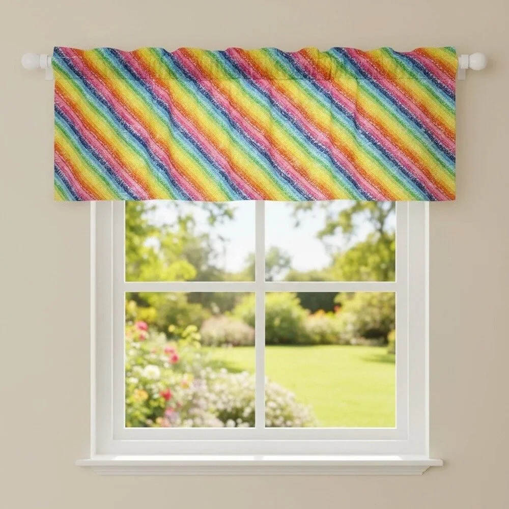 Handmade Rainbow Stripe Valance Curtains Set Of 3 39